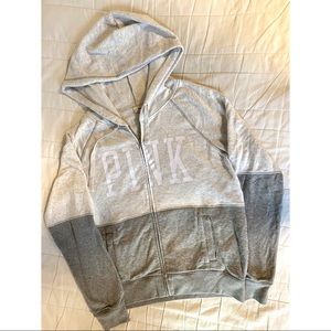 VS PINK Grey & White Zip-up Sweatshirt Size M